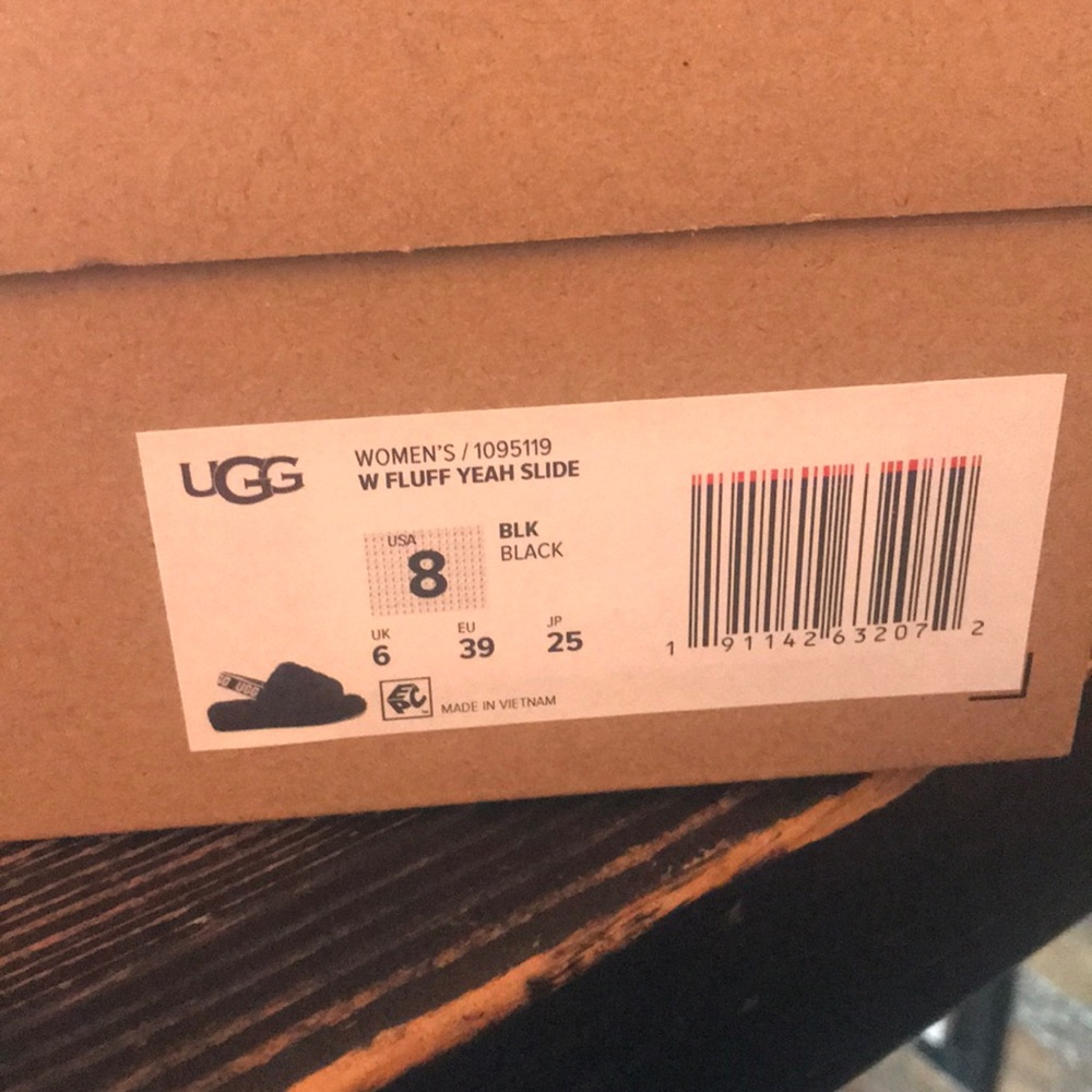 UGG fluff slide.Black.Perfect condition never wore